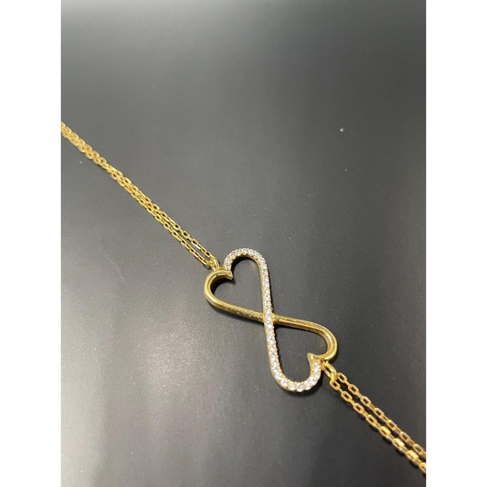 Gold Tone Infinity Heart Pave Crystal Double Strand Bracelet - Picture 6 of 6